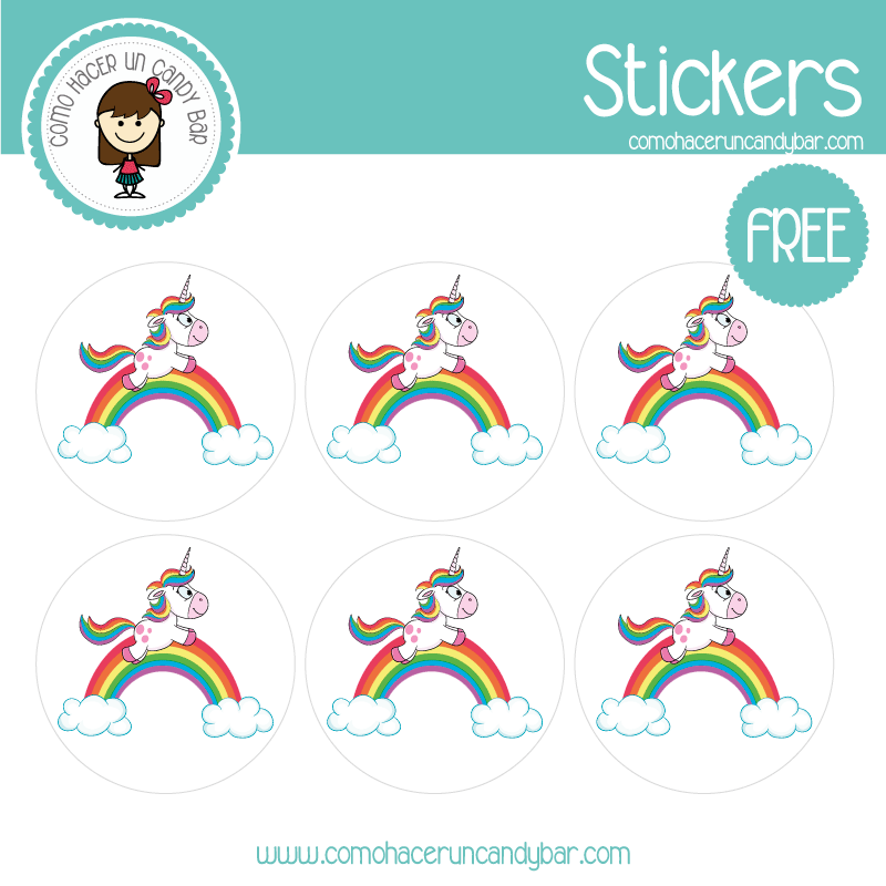 stickers para imprimir de unicornio cumpleaños