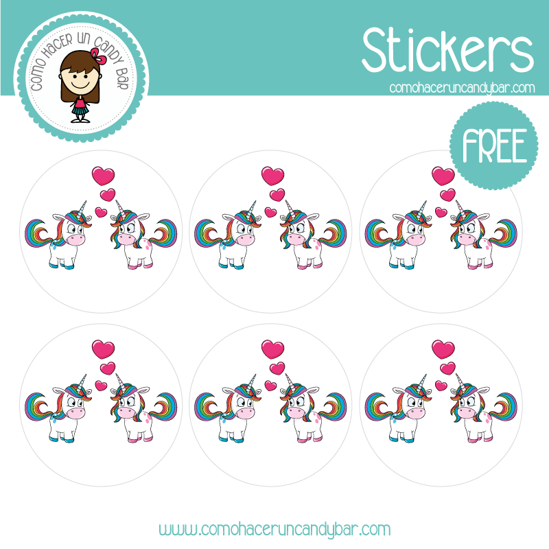 Stickers de unicornios para imprimir gratis