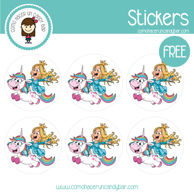 Stickers de unicornio princesa para imprimir gratis