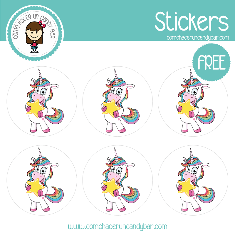Stickers de unicornio estrella para imprimir gratis