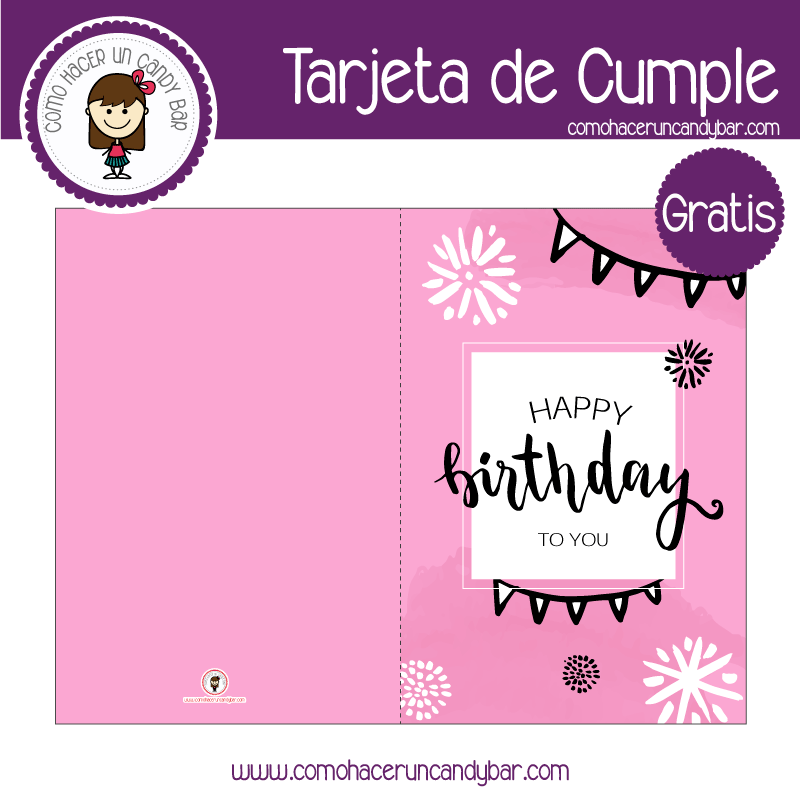 Tarjeta de cumpleaños rosa para descargar gratis
