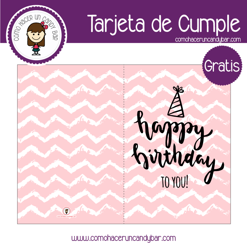 Tarjeta de cumpleaños rosa para descargar gratis