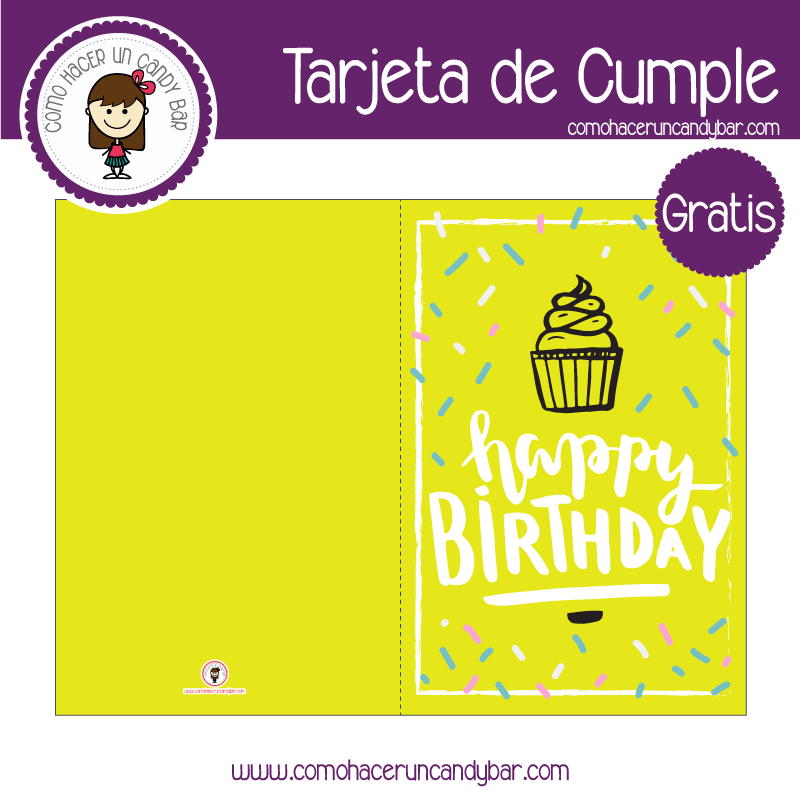 Tarjeta de cumpleaños cupcake para descargar gratis