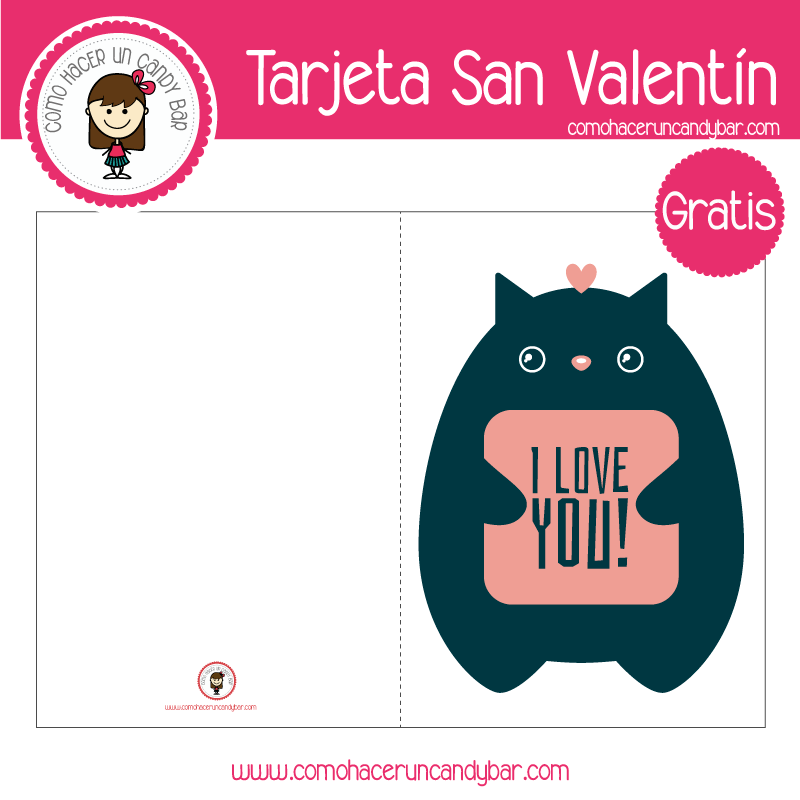 Tarjeta de san valentin gatito para descargar gratis
