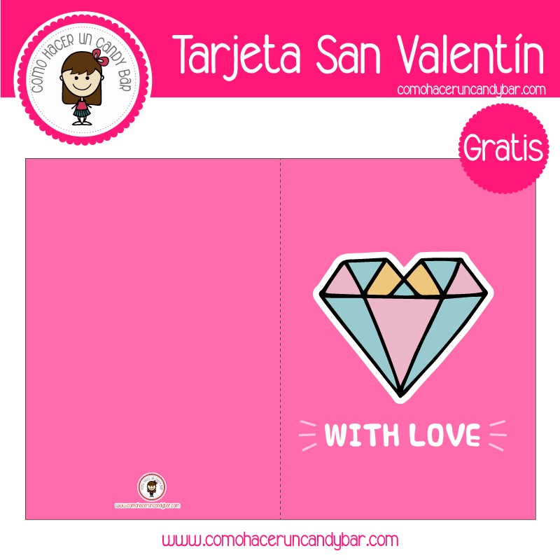 Tarjeta de san valentin diamante love para descargar gratis