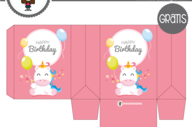 Cajita de cumpleaños unicornio para descargar gratis