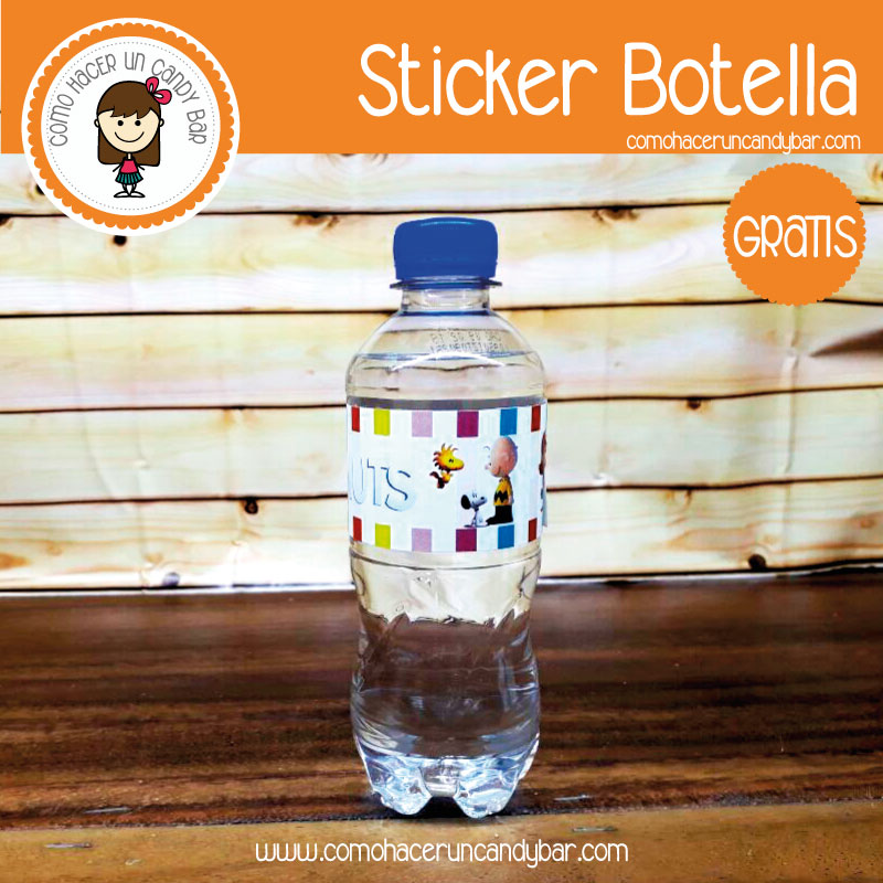 Imprimible Stickers para botella de charlie brown para descargar gratis