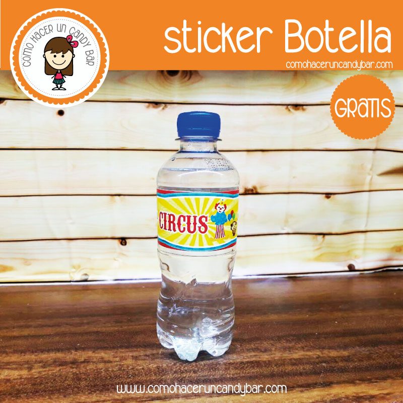 Imprimible Stickers para botella de circo para descargar gratis