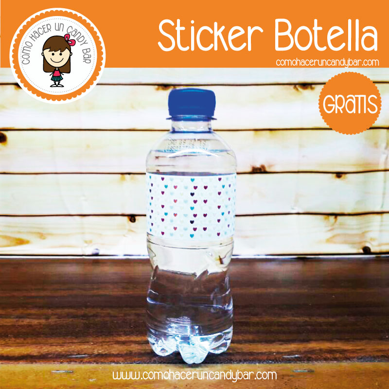 Imprimible Stickers para botella de colorazones 3 para descargar gratis