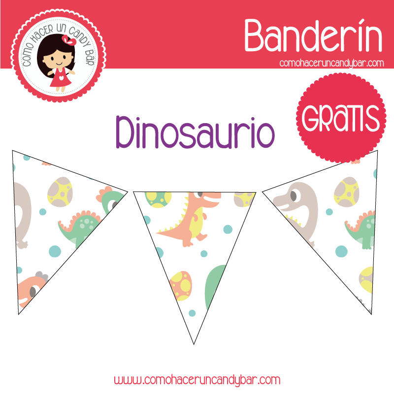 Blog de imprimibles gratis para tu fiesta - Imprimible gratis: Banderín de  Dinosaurio