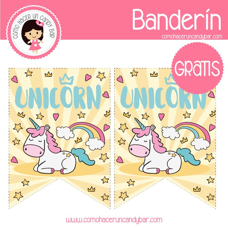 imprimibles gratis Imprimible Canderin Unicornio descargable